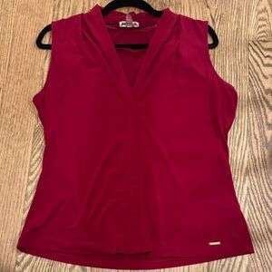 Calvin Klein Sleeveless V-Neck Camisole in Berry Red